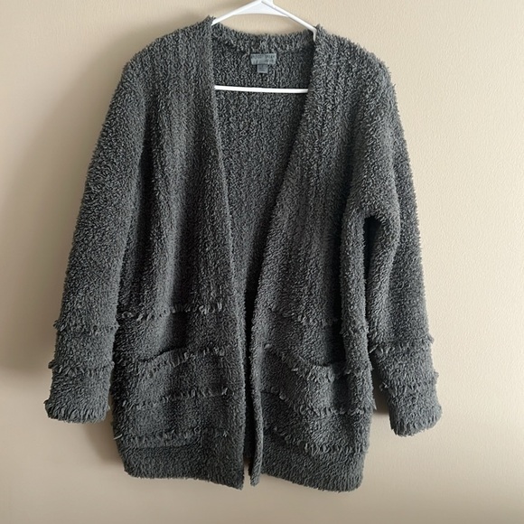 Barefoot Dreams Cozy Chic Knit Boardwalk Open Cardigan Grey - Picture 1 of 5